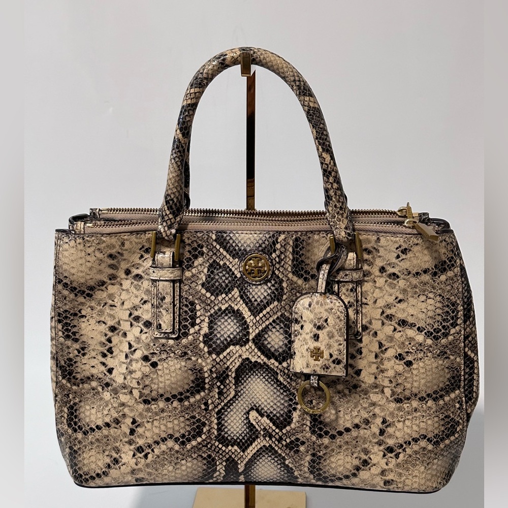 Tory Burch Tory Burch Beige Python Embossed Leath… - image 1
